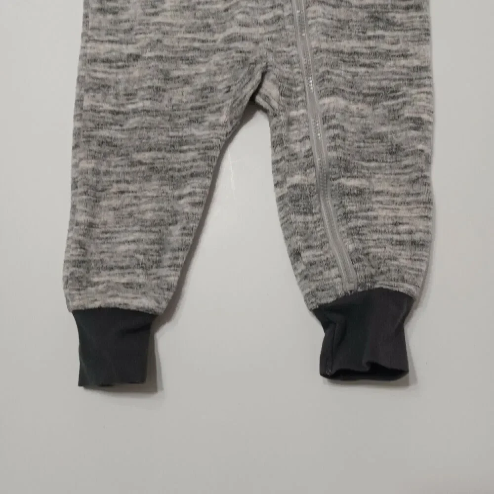 Cat & Jack Baby 12M‎ Romper Gray Heathered Stretch Buffalo Plaid Ears Horns Zip